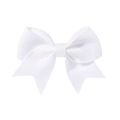 Mini pure white grosgrain ribbon hair bow for baby girls with a textured finish - Pure White (000)