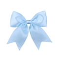 Light sky blue satin bow hair clip for girls with a smooth silk finish and double tails - Light Blue