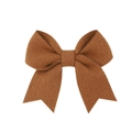 Milk tea brown felt bow hair clip with textured fabric for sweet girls and kids - Caramel color