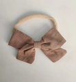 Fascia morbida in nylon per neonati con fiocco in lino rosa antico per bambine - 37