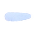 Detail of light blue fuzzy snap hair clip featuring a wave-stitched border design - Light Blue