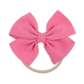 Pink bow headband for baby girls made of soft nylon with textured corn grain fabric - Pink (20)