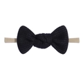 Bandeau bébé en maille gaufrée noire avec bande en nylon élastique pour nouveau-né - Noir (4)