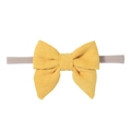 Fascia neonata con fiocco in velluto a coste giallo zenzero e morbido nylon elastico - Giallo Zenzero (5)