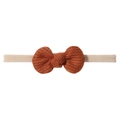 Caramel waffle knit bow headband with beige elastic nylon band for baby girls - Brick Red (9)