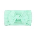 Soft mint green nylon knit headband with oversized bow for infants and toddlers - Mint Green (34)