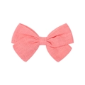 Solid coral pink fabric bow hair clip for girls with elegant cotton linen texture - Coral Pink (15)