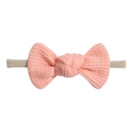 Pink waffle knit baby headband with soft nylon elastic band for newborn girls - Peach Pink (8)