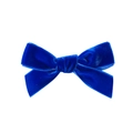 Elegant royal blue velvet bow hair clip with glossy texture for girls and women - Dark Blue