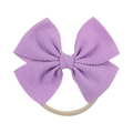 Detailed view of lavender textured bow and elastic beige nylon headband for infants - Taro Purple (29)