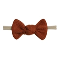 Knitted waffle bow headband for babies in bright orange with high-elastic nylon band - Orange Red (9)