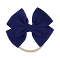 Dark blue knit bow headband for infants with high-elastic beige soft nylon band - Dark Blue (30)
