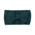 Dark green knitted nylon headband with oversized bow and ribbed texture for children - Dark Green (39)