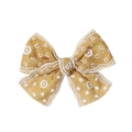 Barrette à cheveux élégante en mousseline jaune moutarde avec broderie florale - Jaune Gingembre (2540-6)