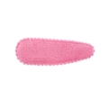 Close-up of pink plush snap hair clip for girls with soft fuzzy texture and beaded edge - Light Pink
