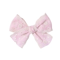 Barrette à cheveux avec nœud en dentelle rose et broderie florale élégante pour filles - Rose Clair (2540-1)