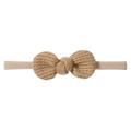 Infant waffle knit bow headband in camel brown color with stretchy fabric - Camel (2)