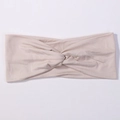 Minimalist beige twisted yoga headband in soft elastic fabric for women and girls - Beige (8)