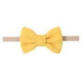 Fascia neonato in velluto a coste giallo con fiocco e cinturino elastico in nylon - Giallo Brillante (5)