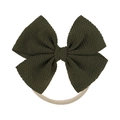 Soft nylon headband for baby girls with large dark olive green bubble textured bow - Dark Olive Green (35)