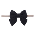 Diadema de terciopelo negro con banda elástica de nailon color piel para bebés - Negro