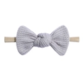 Grey waffle-textured baby bow headband with skin-toned high-elastic knit band - Grey (22)