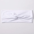 Minimalist white twisted knot headband made of soft elastic cotton for sports and yoga - White (18)