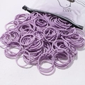 Bulk pack of purple elastic hair bands in a frosted translucent zipper storage bag - 50 Pieces / Purple