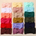 Set of 18 colorful jacquard nylon bow headbands for babies with elastic knitted texture - Random Color