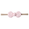 Detail showing pink waffle knit bow and soft elastic nylon headband for babies - Pink Purple(24)
