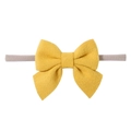 Soft nylon baby headband with a bright yellow felt bow for newborns and infants - Bright yellow