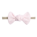 Pink waffle knit infant headband with a soft bow and a high-elastic seamless nylon strap - Nude Pink (24)