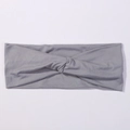 Minimalist elastic grey twisted headband for women in soft knitted cotton fabric - Gray (23)