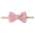 Bandeau bébé avec nœud en velours côtelé rose lotus et sangle en nylon élastique - Rose Poudré (15)