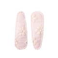 Floral embroidered pink fabric BB hair clips with scalloped edges for girls - Pink Linen Flower Embroidery (5)