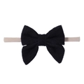Fascia neonata con fiocco in velluto a coste nero e cinturino in nylon elastico - Nero(24)