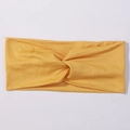 Elastic knitted sports headband for women with twist knot design in bright yellow color - Bright Yellow (10)