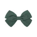 Solid deep green fabric bow hair clip with textured weave for girls and students - Dark Green (39)