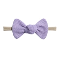 Lilac waffle knit baby headband with a soft knotted bow and high elastic nude nylon band - Purple (25)