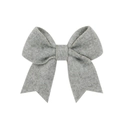 Elegante fermaglio per capelli in lana grigia per bambina con un classico fiocco a doppio giro - Grigio