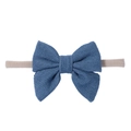 Fascia per neonati con fiocco in velluto a coste blu ed elastico beige - Blu Reale (16)