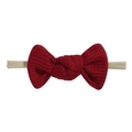 Wine red waffle knit baby headband with a soft bow and stretchy elastic band - Wine Red (33)