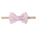 Fascia per neonata con fiocco in velluto a coste rosa e nylon elastico - Rosa Pallido (6)
