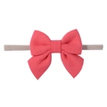 Pink felt bow headband for baby girls with beige ultra-soft elastic nylon band - Pink