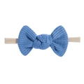 Blue waffle knit baby headband with a soft beige elastic band for infants - Blue (36)