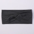 Dark grey twisted knot headband for women made of soft elastic knitted fabric - Dark Grey (13)