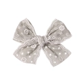 Light gray chiffon bow hair clip with white floral lace embroidery for girls - Light Gray (2540-5)