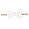 Fascia per neonati in velluto a coste con grande fiocco bianco ed elastico beige - Bianco (1)