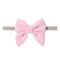 Fascia con fiocco in velluto a coste rosa e cinturino elastico per neonati e bimbi - Rosa Chiaro (3)
