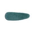 Detail view of dark green plush BB hair clip with scalloped edge design for girls - Dark Green